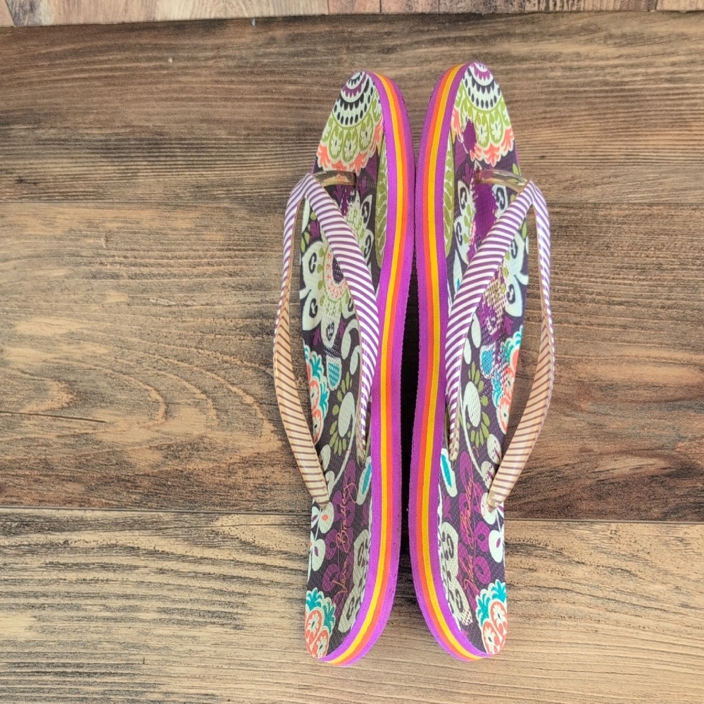 Vera Bradley Plum Crazy Multicolor Floral Sandals Flip Flops 9-10        Q196 - Picture 5 of 9